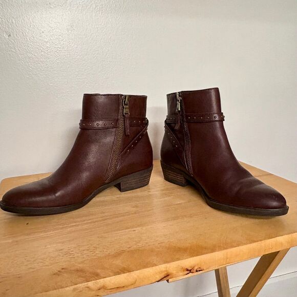 Lauren Ralph Lauren "Shaw" Chocolate Brown Leather Ankle Boots with Studs size 6 - Picture 2 of 10